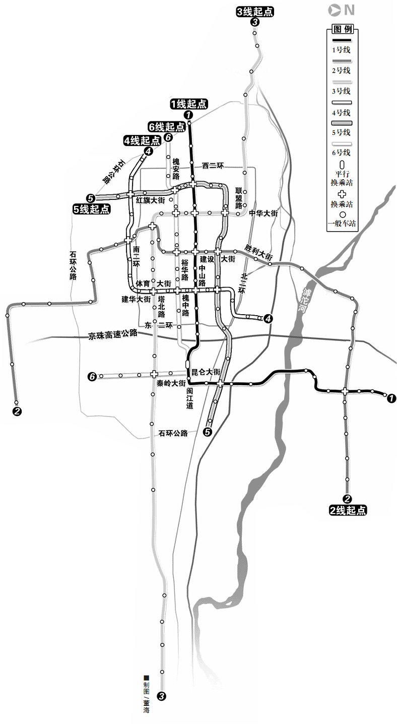 石家莊地鐵線路圖 石家莊6條地鐵線路站點(diǎn)大全 石家莊鐵路