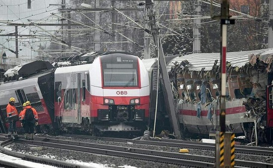 火車撞車 出事啦！奧地利兩火車行駛中相撞 石家莊鐵路 第2張